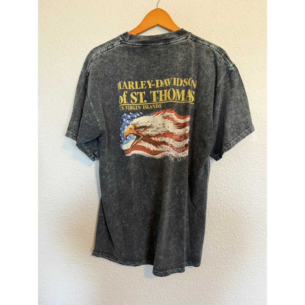Vintage Y2K American Flag Size Large Harley Davidson T-Shirt  St. Thomas Eagle
